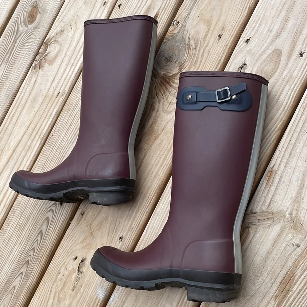 Hunter Original Tall Waterproof Rain Boots Burgundy Plum Women's Size 5